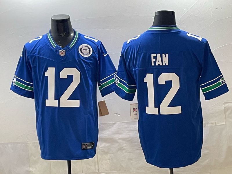 Men 2026 Seattle Seahawks #12 Fan blue Throwback Limited Nike NFL Jersey style 04